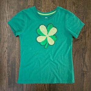Kids Sequin Clover Tee - Green
